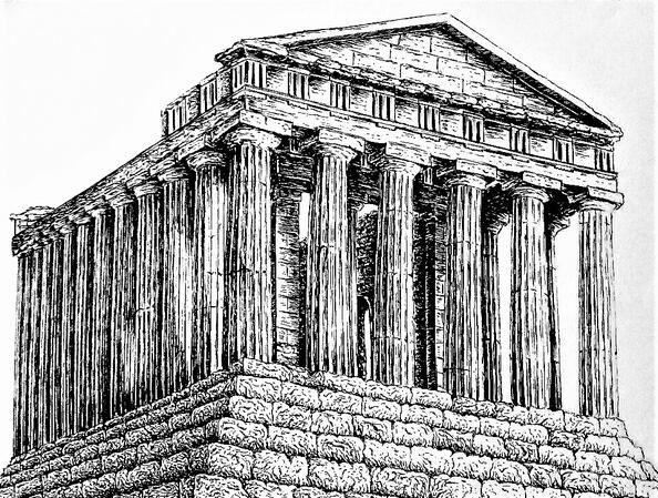 Templo de la Concordia en Agrigento (hoja A4)